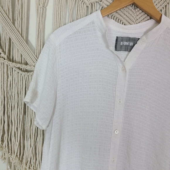 Reformation White Ghana Midi Button Up Dress Size L - Picture 4 of 12